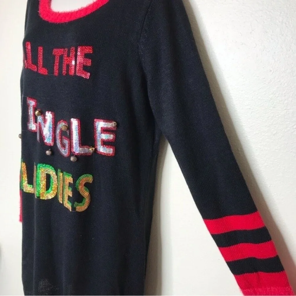 United States Sweaters All The Jingle Ladies Black Tunic Dress Womens Size Large